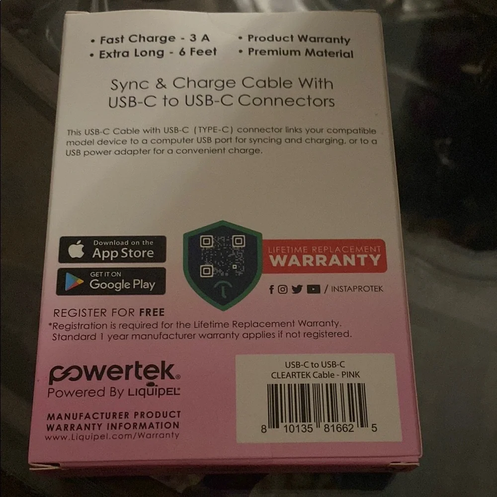 Pink USB-C to USB-C Charge Cable
